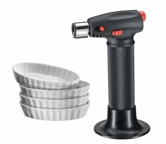 Küchenprofi Creme Brulée Set Eco Flambierbrenner mit 4 Förmchen