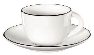 ASA Espressotasse mit Untertasse Ligne Noire weiß schwarzer Rand