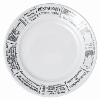 Pillivuyt Teller Brasserie weißer Speiseteller mit Schriftdekor