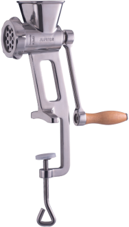 Jupiter Hand-Universalwolf aus Edelstahl mit Handkurbel und Tischklemme