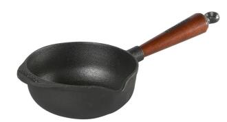Skeppshult Saucentopf Gusseisen Stieltopf mit Ausguss Holzgriff