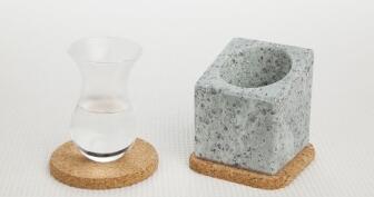 Täljsten Glaskühler aus Speckstein mit Trinkglas