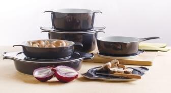 Eschenbach flacher Topf mit Deckel Cook & Serve in anthrazit