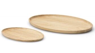Continenta Tablett oval aus Gummibaumholz
