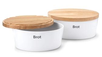 Continenta Brottopf oval aus Keramik mit Holzdeckel