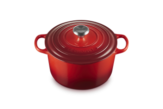 Le Creuset hoher Br&auml;ter Signature rund in kirschrot