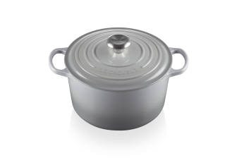 Le Creuset hoher Bräter Signature rund in perlgrau