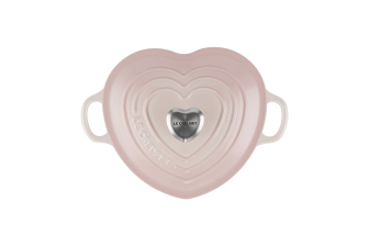 Le Creuset Herzbräter aus Gusseisen mit Herzgriff in shell pink