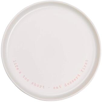 ASA Dessertteller hey! life’s too short weiß mit Schriftzug