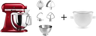 KitchenAid Küchenmaschine ARTISAN 175PS in liebesapfelrot mit Speiseeismaschine