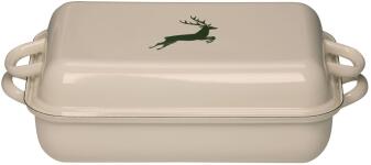 Riess Bräter aus Emaille mit Deckel mit Hirsch in grün