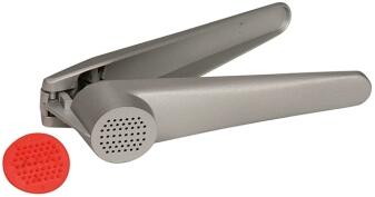 Kelomat Knoblauchpresse aus Metall mit Siebeinsatz, silber-grau