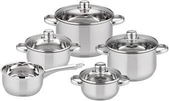 ELO Topfset Galactica 5-teilig Edelstahl Kochtöpfe mit Glasdeckeln
