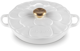 Le Creuset Gourmet-Profitopf Blume white, gusseiserner Topf mit Deckel