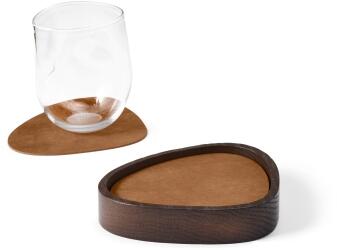 Lind DNA Holzschale mit Glasuntersetzern, 8er-Set Oak Smoked Nature