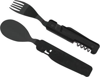 Akinod Multifunktionales Besteck 13h25 Ebenholz Schwarz Gabel Löffel Set