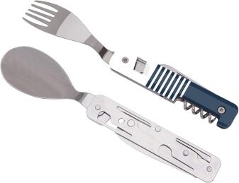 Akinod Multifunktionales Besteck 13h25 Blauer Mariniere mit Löffel Gabel Korkenzieher