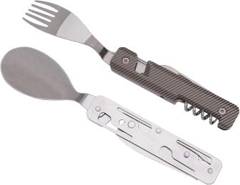 Akinod Multifunktionales Besteck 13h25 Aluminium dunkelgrau Löffel Gabel