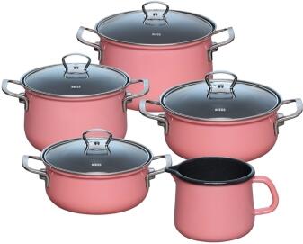 Riess Topf-Set aus Emaille klein, 5-tlg. in pink