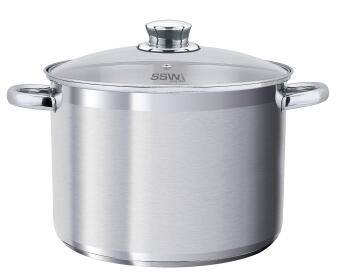 SSW Kochtopf XXL mit Glasdeckel Edelstahl Topf mit Griffen