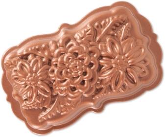 Nordic Ware Kastenform Wildflower Backform mit Blumenrelief Kupferoptik