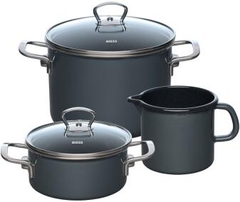Riess Geschirr-Set aus Emaille, 3-tlg. in dark grey