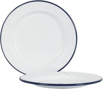 Kockums Teller aus Emaille, weiß / blau