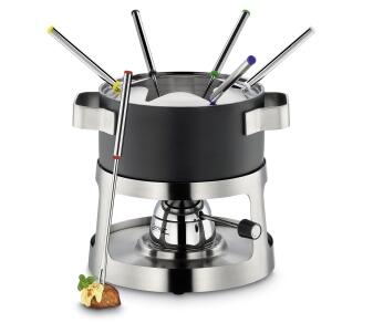 Spring Fondue-Set Andermatt mit Gabeln und Rechaud schwarz Edelstahl