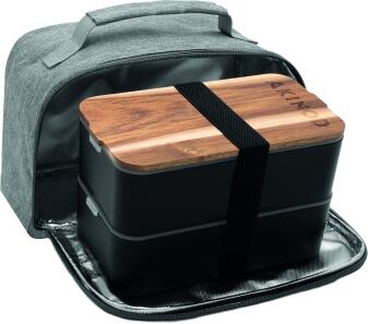Akinod Bento Lunchbag 11h58 grau meliert mit Lunchbox