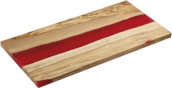 Zassenhaus Olivenholz Servierbrett rot mit rotem Streifen