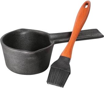 Küchenprofi Marinaden-Set Gusseisen-Topf mit Marinierpinsel Holzgriff