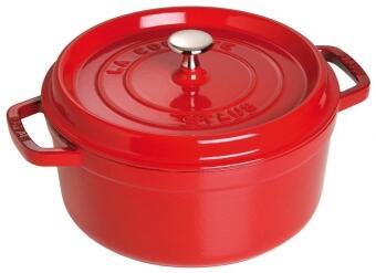 Staub Cocotte rund Gusseisen kirschrot mit Deckel