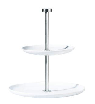 ASA Etagere Grande 2-stufig, weiße Servieretagere mit Metallgriff