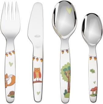 Rösle Kinderbesteck Waldfreunde 4-teilig mit Waldtier-Motiven