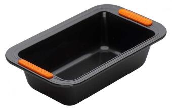 Le Creuset Kastenform Backform schwarz mit orange Griffen