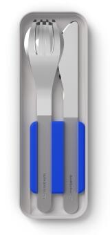 Monbento Slim Box Besteck blau, Gabel Messer Löffel Set