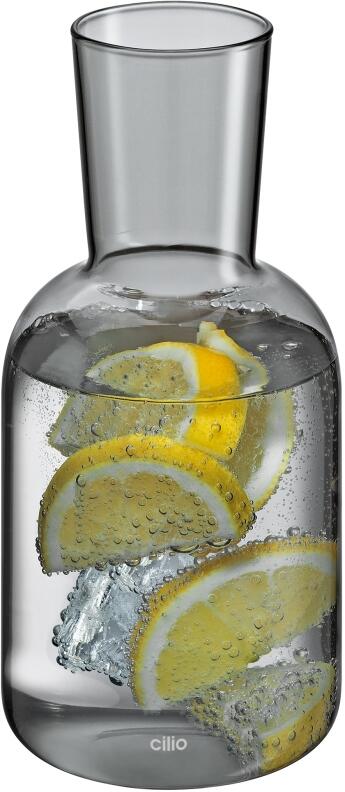 cilio Wasserkaraffe mit Trinkglas LORENZO grau