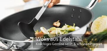 Woks aus Edelstahl - Knackiges Gemüse sanft & schonend gegart oder gedünstet