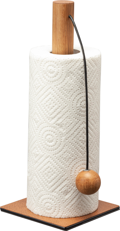 Lind DNA Küchenrollenhalter Nature Holz mit Lederbasis und Gewicht