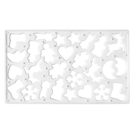 Städter Kunststoff-Ausstecher-Form Keksausstecherbrett 37 x 22 cm Weiß mit 9 Motiven,