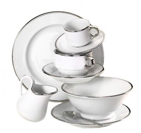 Pillivuyt Teetasse Sancerre mit Platinrand