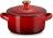 Le Creuset Mini Cocotte Holly kirschrot mit Deckel und Goldknauf