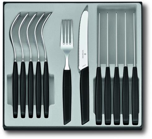 Victorinox Swiss Modern Besteck-Set mit Tomatenmessern, 12-teilig, schwarz