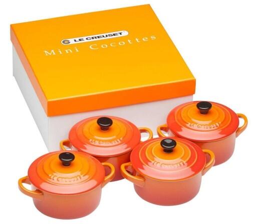 Le Creuset Mini-Cocotten ofenrot, 4er-Set