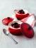 Le Creuset Mini Cocotte kirschrot Dessertschälchen mit Deckel