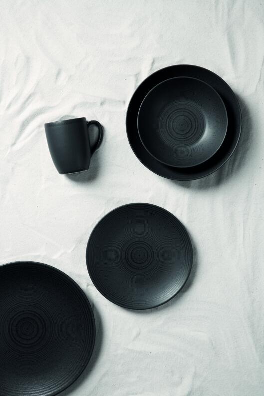 ASA Bella Vista Geschirr-Set schwarz Teller und Tasse 20-teilig