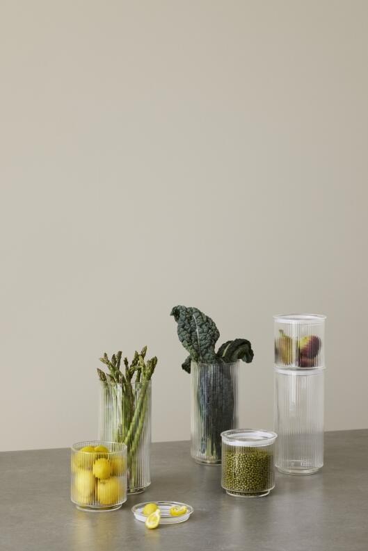 Stelton Pilastro Aufbewahrungsglas mit Deckel, transparentes Glasgefäß