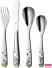 WMF Einhorn Kinderbesteck Set 4-teilig mit Sternenmotiv, Edelstahl