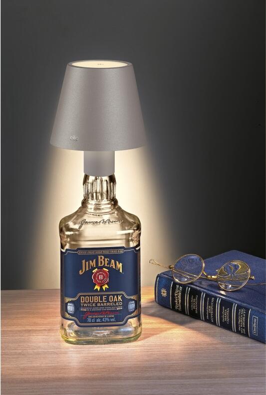 cilio LED-Flaschenlampe Luce in grau