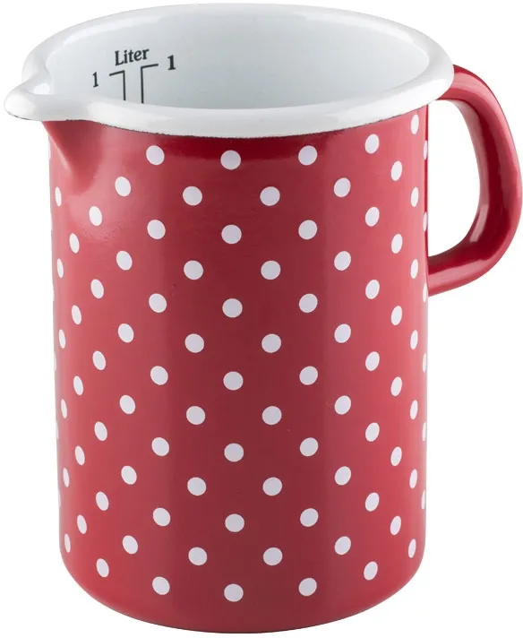 Riess Küchenmaß aus Emaille mit Pünktchen in rot